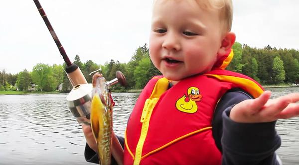 Little Boy's Reaction To Catching First Fish Will Have You Rolling With Laughter