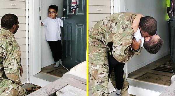 Heart-Melting Video Shows Active-Duty Dad Returning Home To Surprise His Son