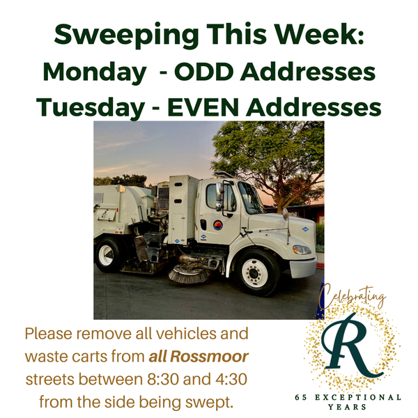 Sweeping on Monday & Tuesday