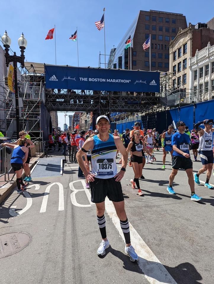 Nathan Searles after finishing the Boston Marathon 2022 
