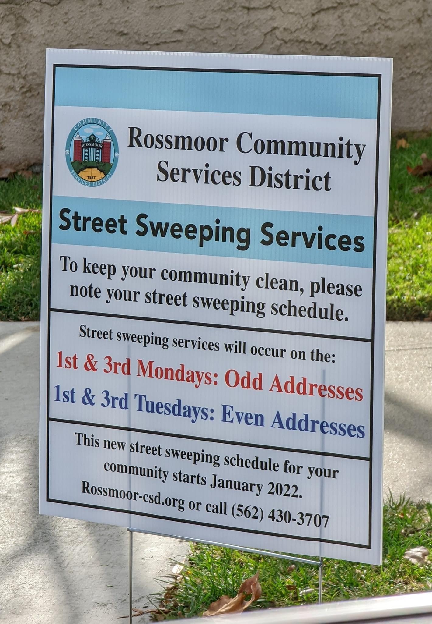 Rossmoor Street Sweeping Changes for 2022