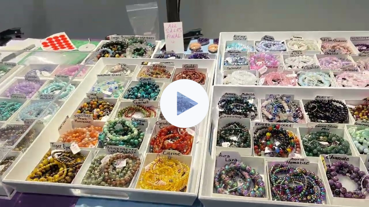 Tucson Gem Show booth - longer view (#CrystalConcentrics #TucsonGemShow)