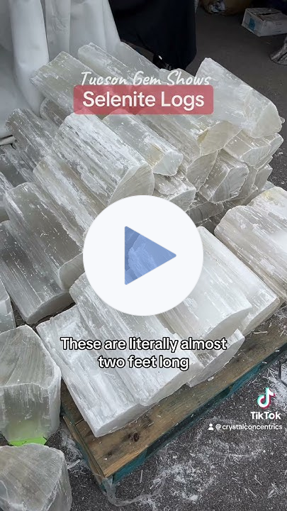 giant SELENITE logs in Tucson (#crystals #selenite #tucsongemshow)