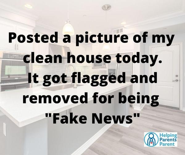 I posted a picture of my clean house today...it got flagged and removed for being "Fake News"