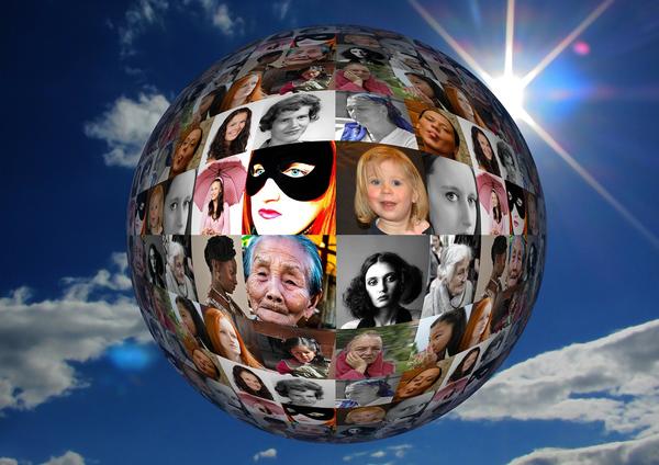 Happy International Women's Day - globe with pictures of women