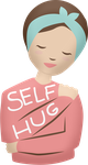 A woman giving her self a hug