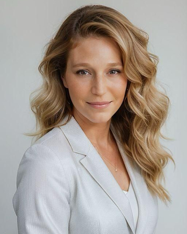 Myra, professional headshot in a light blazer