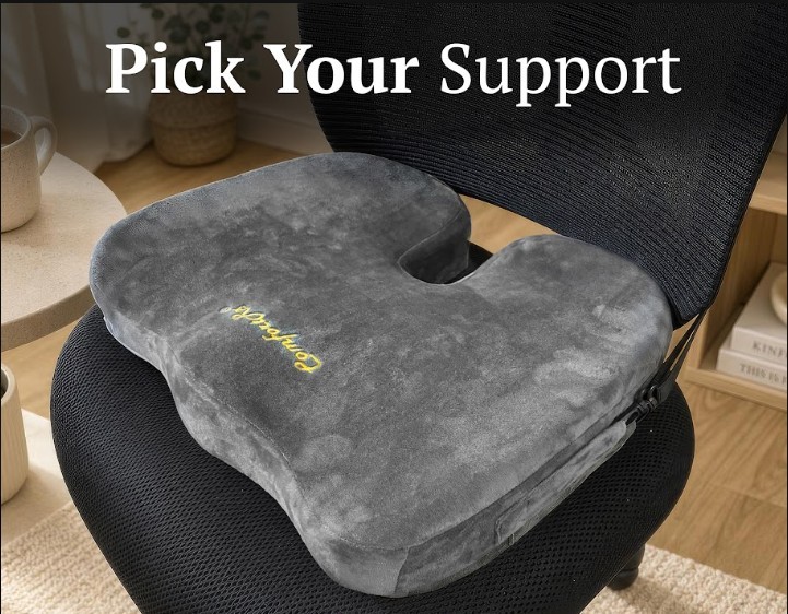 ComfyFit memory foam seat cushion on an office chair