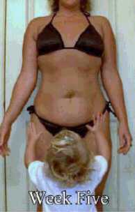Summer at week five, noticeably slimmer with her little one, after losing weight while breastfeeding with AfterBaby