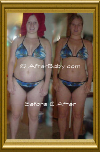 April before & after, lost 17 lbs & over 7 inches while breastfeeding