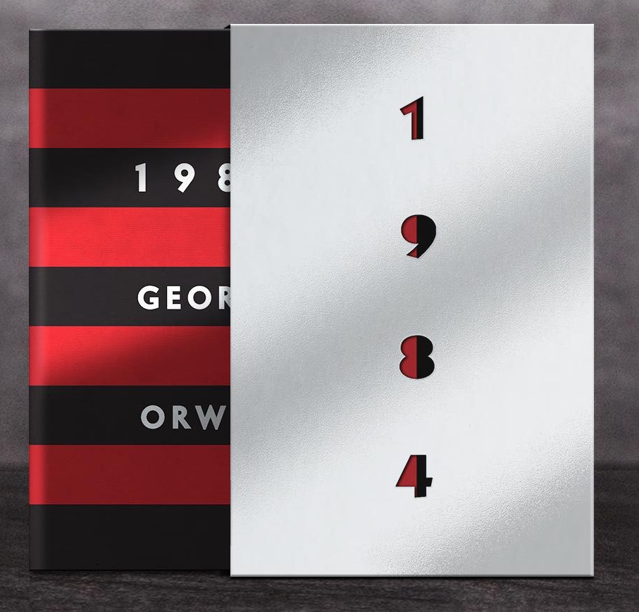 Signed artist edition of George Orwell's 1984 with a die-cut silver slipcase