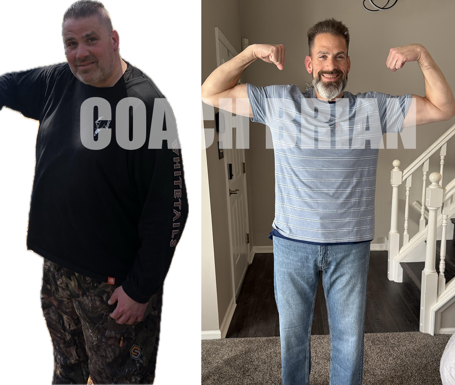 Jimmy's before-and-after transformation showing significant weight loss