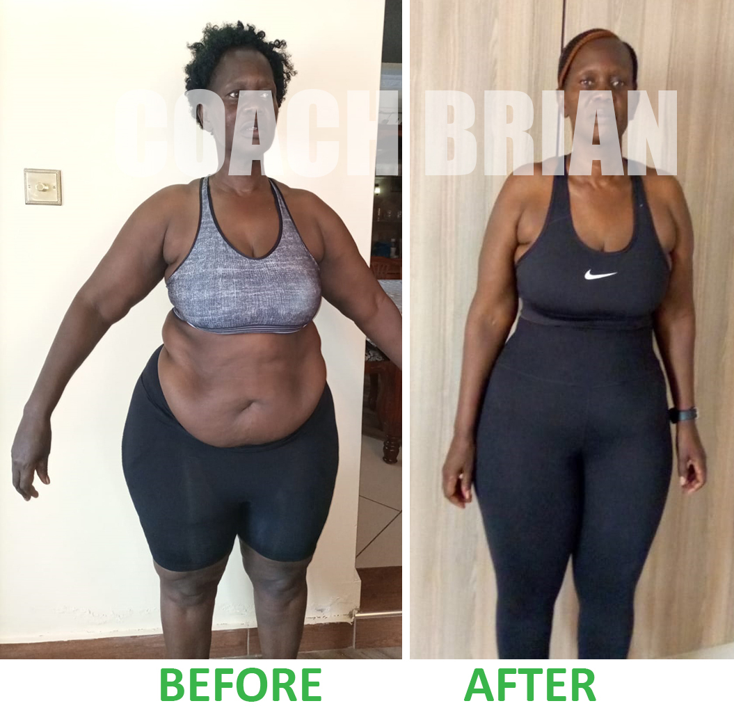 Grace's before-and-after transformation showing significant weight loss