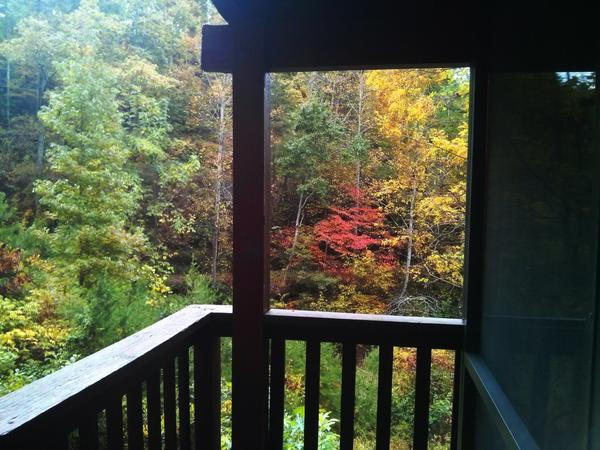 Fall colors from the porch of The Wears Valley Chalet at SmokyMountainViews.com