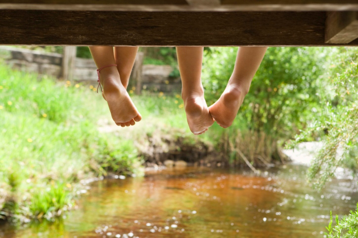 a bridge over a stream