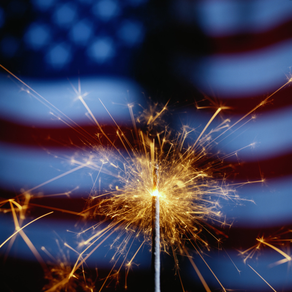 American flag & sparkler