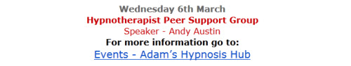 Hypnotherapist Peer Support Group: With Speaker Andy Austin