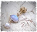 Twisted gold filled and moonstone silver necklace