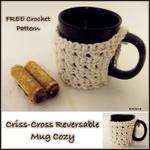 Criss Cross Reversible Mug Cozy ~ FREE crochet pattern