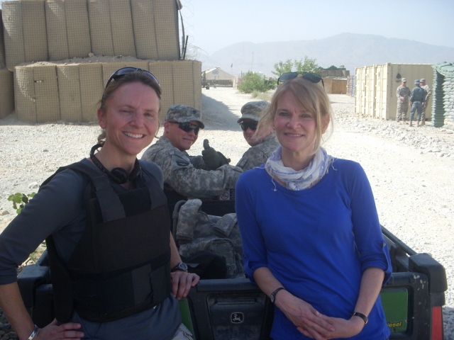 Afghanistan, May 2011, Martha Raddatz on right, her producer Ely Brown on left.