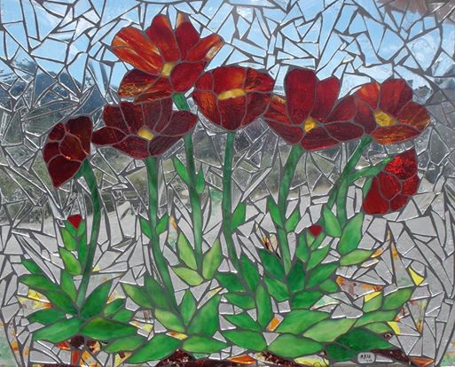 Stained glass poppies