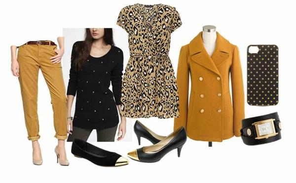 black yellow and gold women's tall outfit