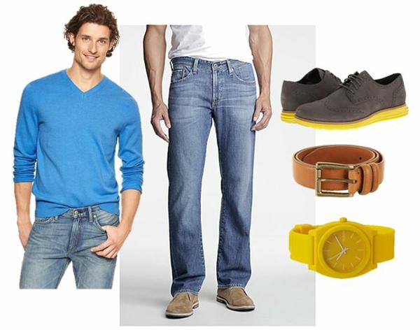 men's tall outfits with color